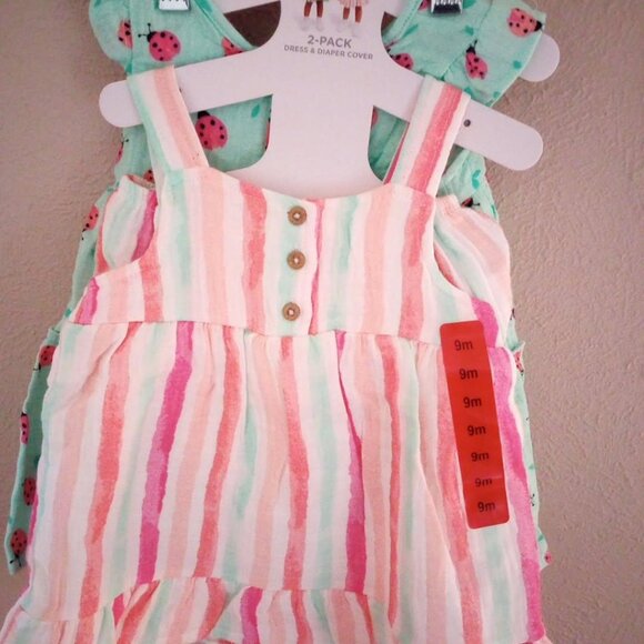 Koala Kids Baby Girls Size 9 Months 2 Pack Dress & Diaper Cover Set NWT - Picture 2 of 5